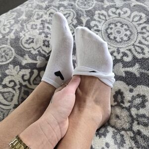 Steve Madden White Socks with Black Heart Design